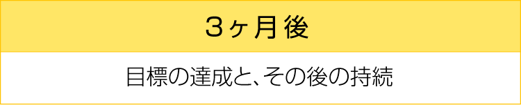 3ヶ月後 目標の達成と、その後の持続